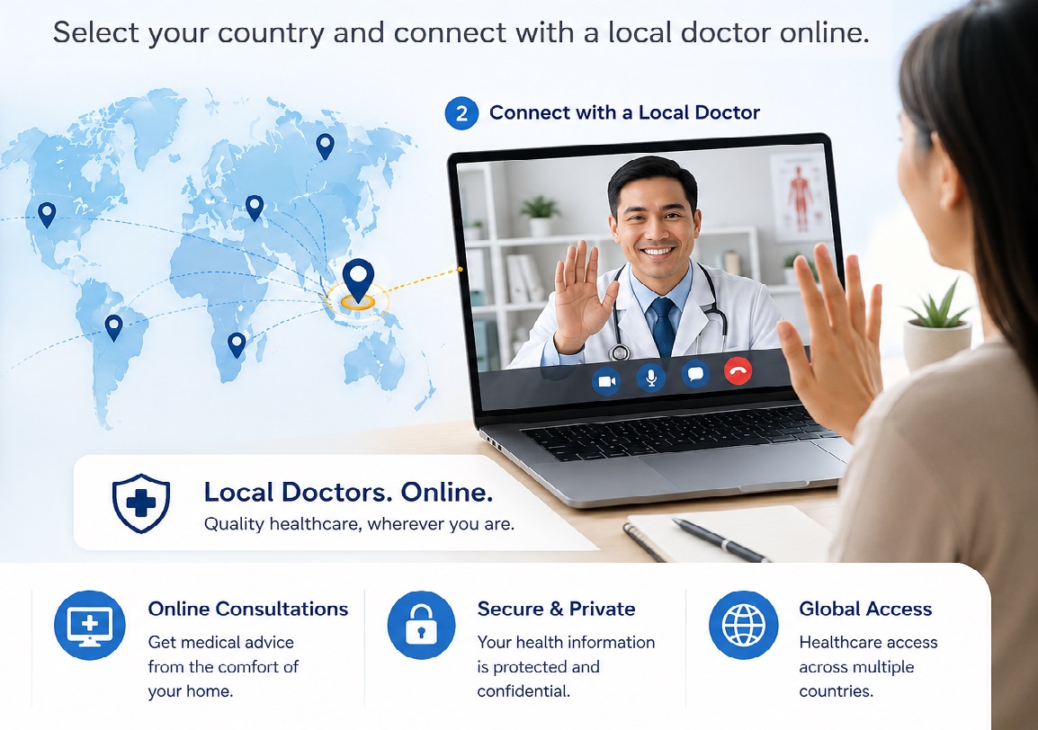 Select your country to find local telemedicine platforms, healthcare providers, and medical services in your region.